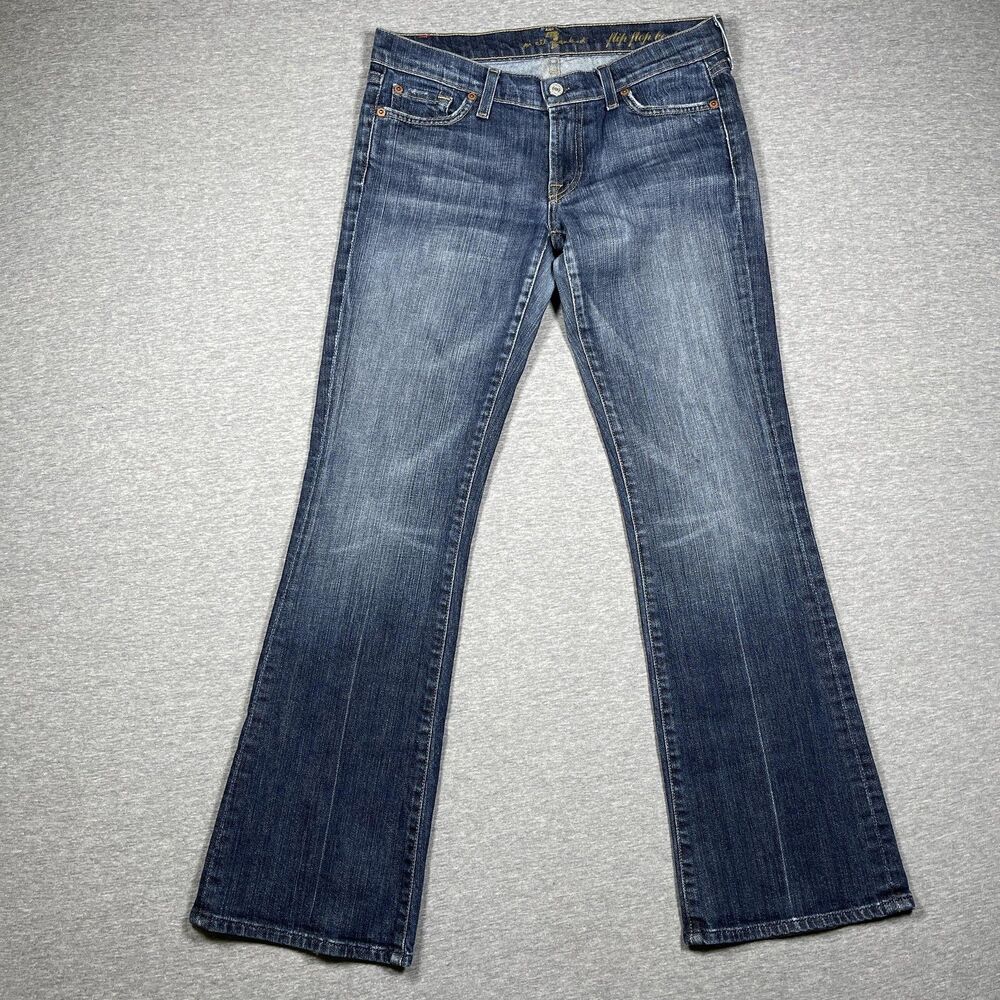 7 For All Mankind Jeans Womens 27 Blue Flip Flop Bootcut Mid Rise Denim USA